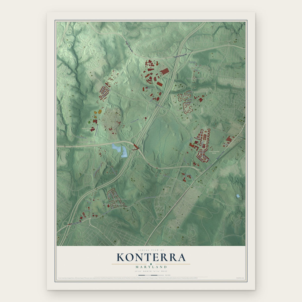 Konterra, Maryland map print, the full design