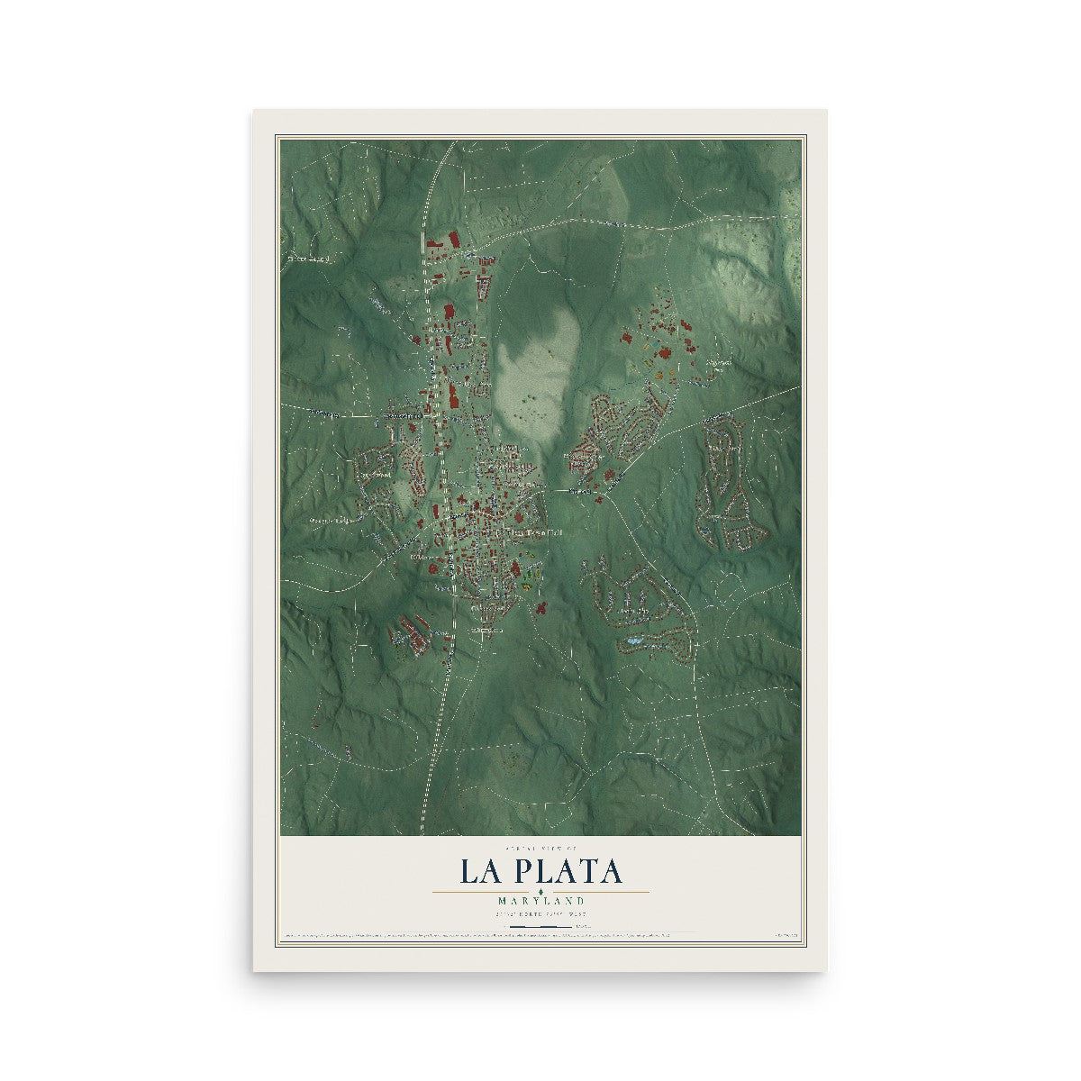 Map of La Plata, Maryland, 12 x 18 inch unframed archival matte print