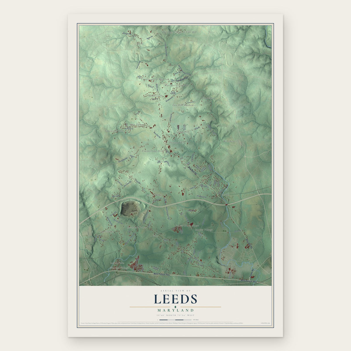 Leeds, Maryland map print, the full design