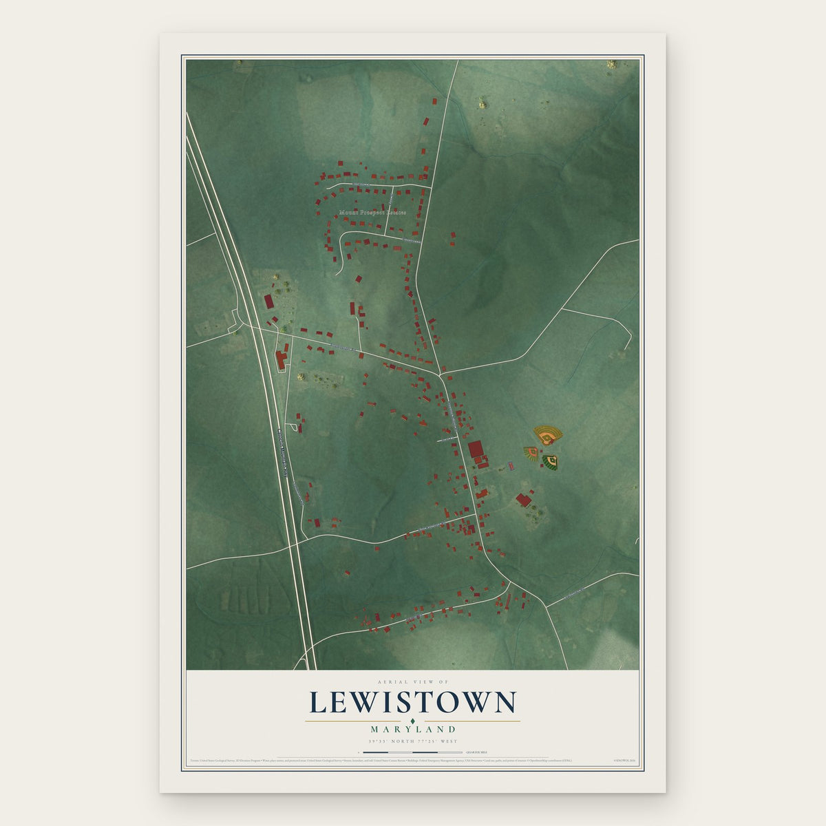 Lewistown, Maryland map print, the full design
