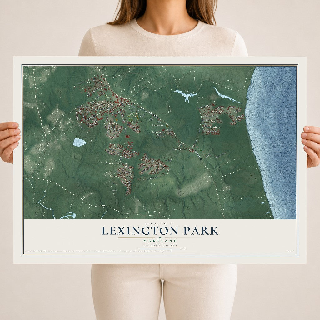 Map of Lexington Park, Maryland, 18 x 24 inch unframed archival matte print