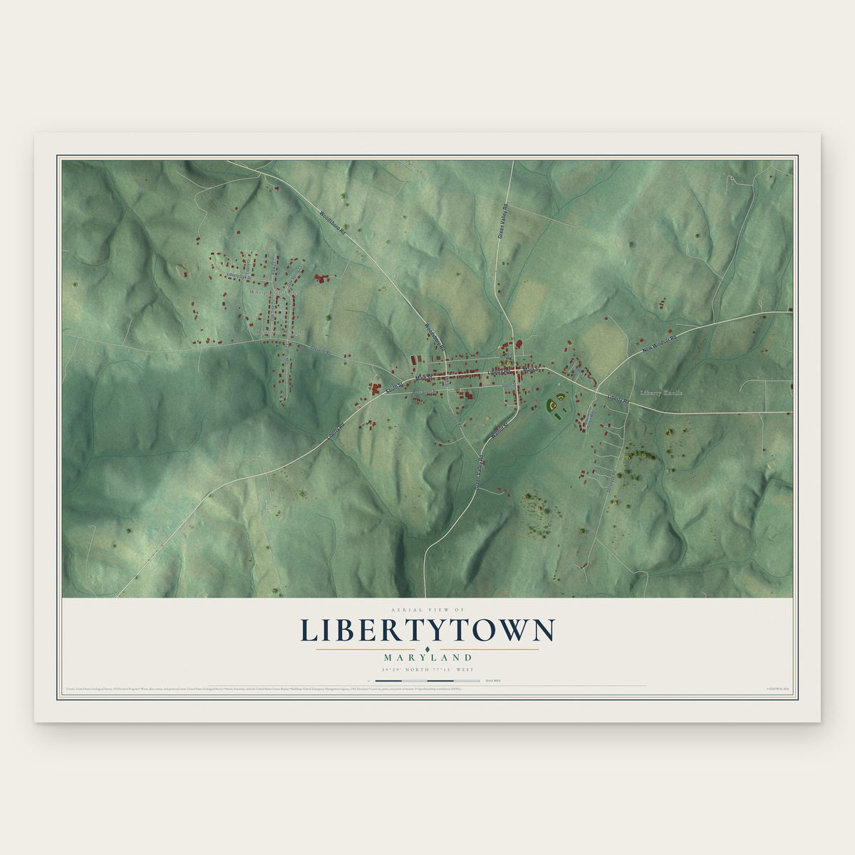 Libertytown, Maryland map print, the full design