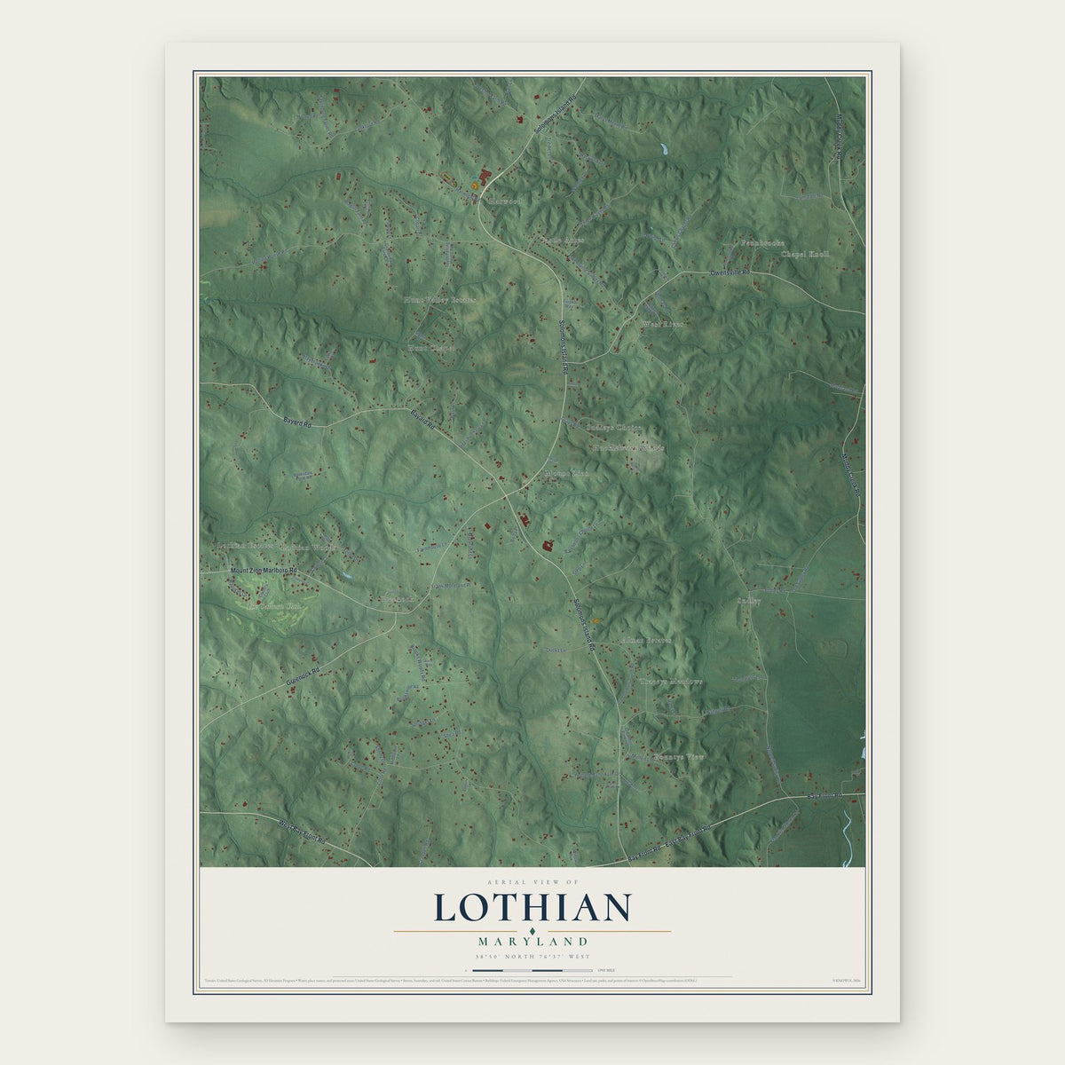 Lothian, Maryland map print, the full design