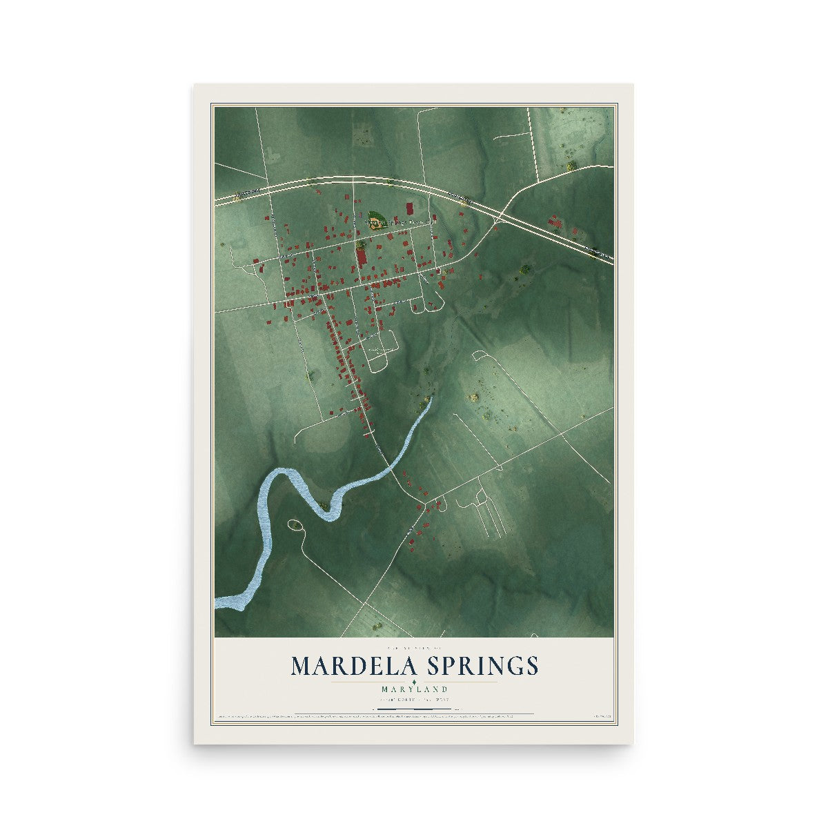 Map of Mardela Springs, Maryland, 12 x 18 inch unframed archival matte print