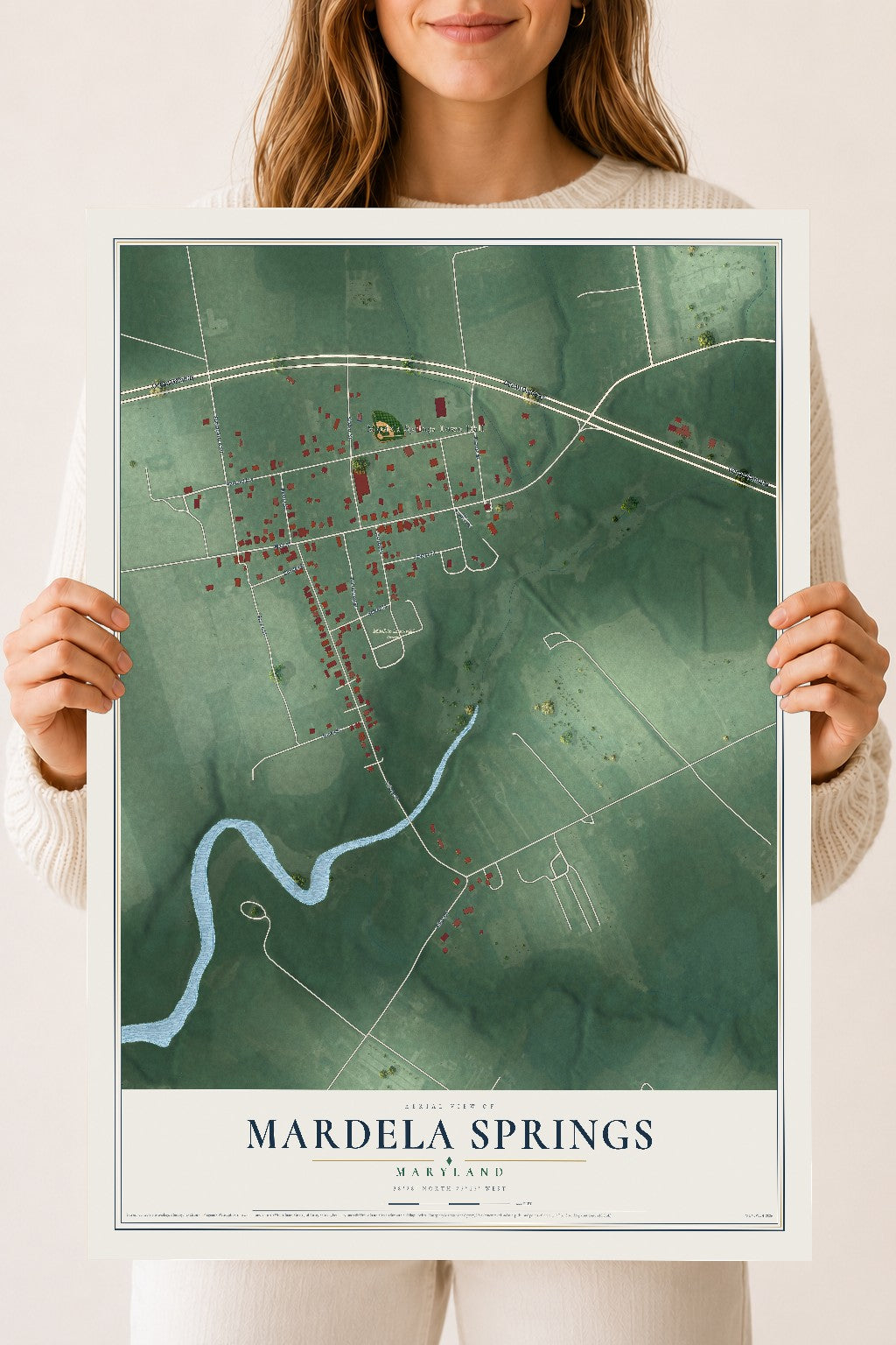 Map of Mardela Springs, Maryland, 18 x 24 inch unframed archival matte print