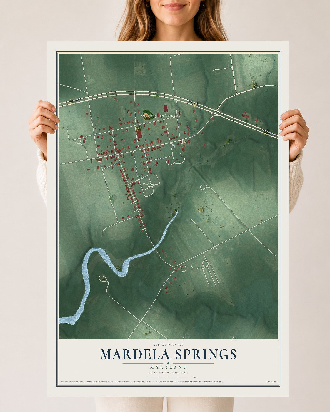 Map of Mardela Springs, Maryland, 24 x 36 inch unframed archival matte print