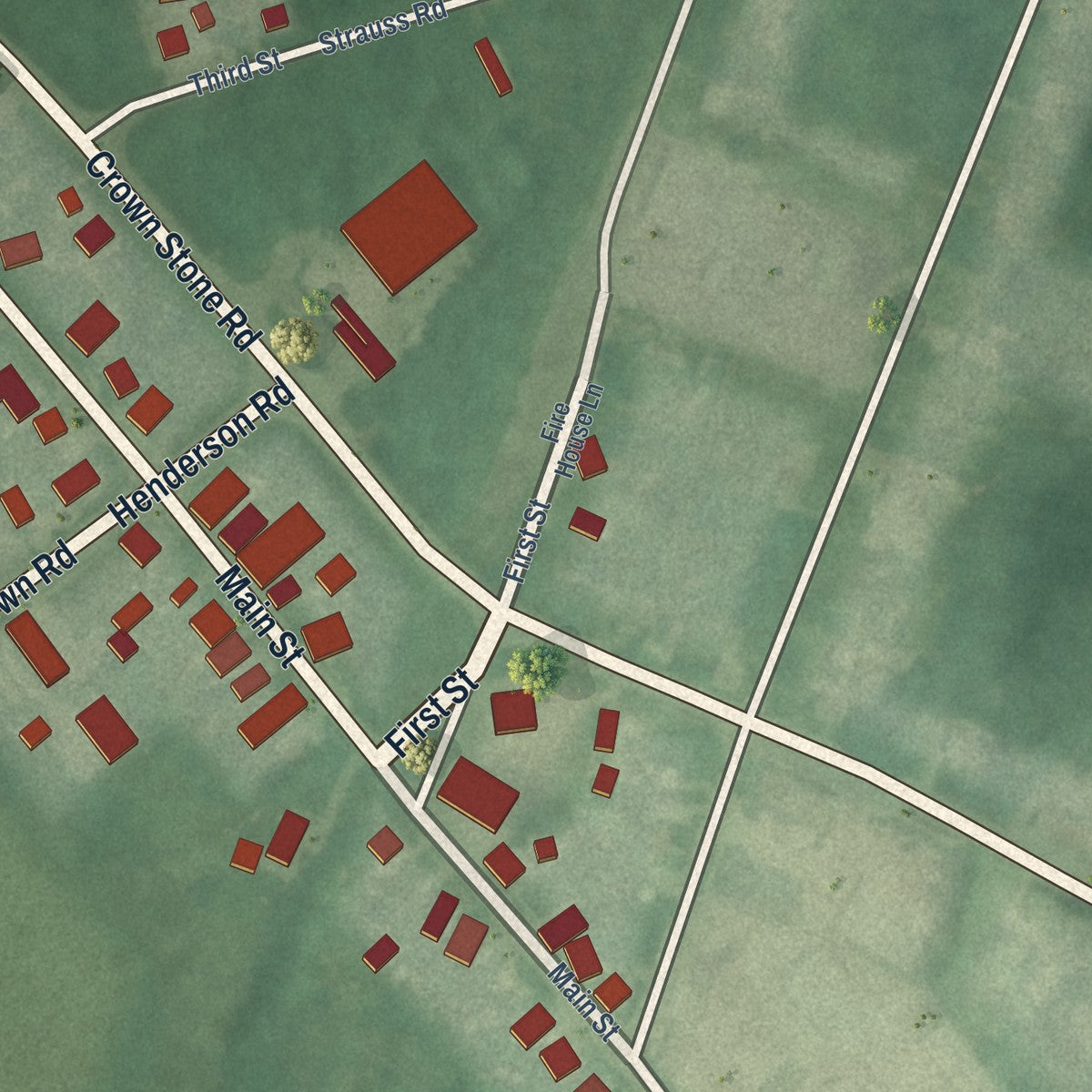 Close-up of the map of Marydel, Maryland print showing street and building detail