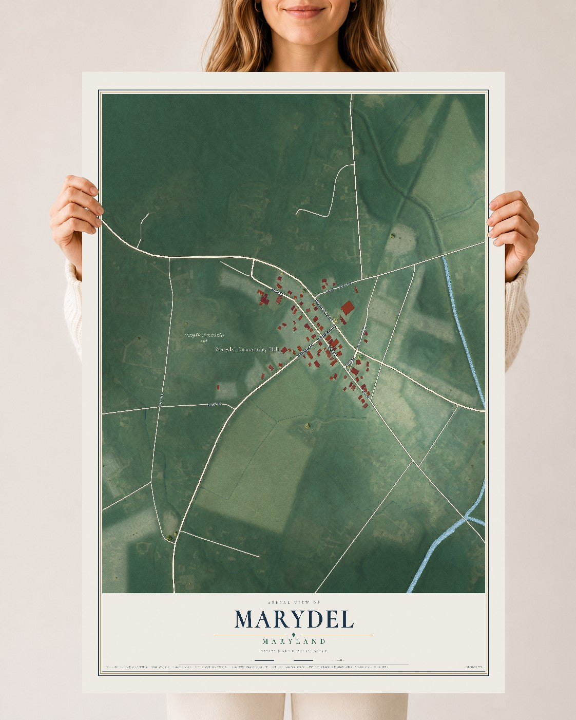Map of Marydel, Maryland, 24 x 36 inch unframed archival matte print