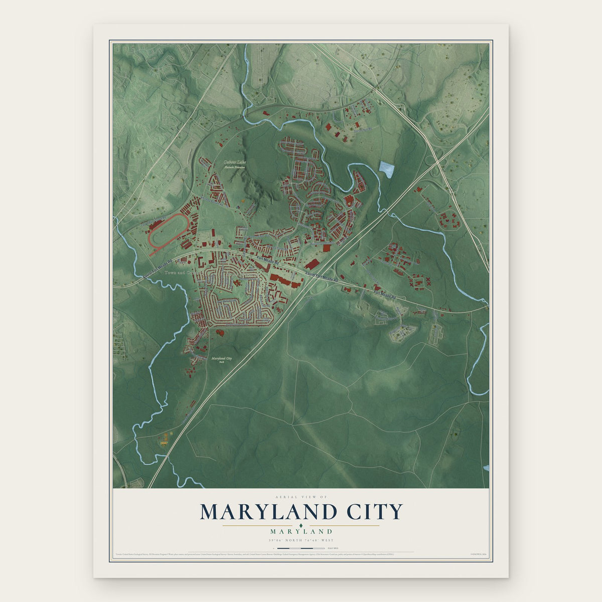 Maryland City, Maryland map print, the full design