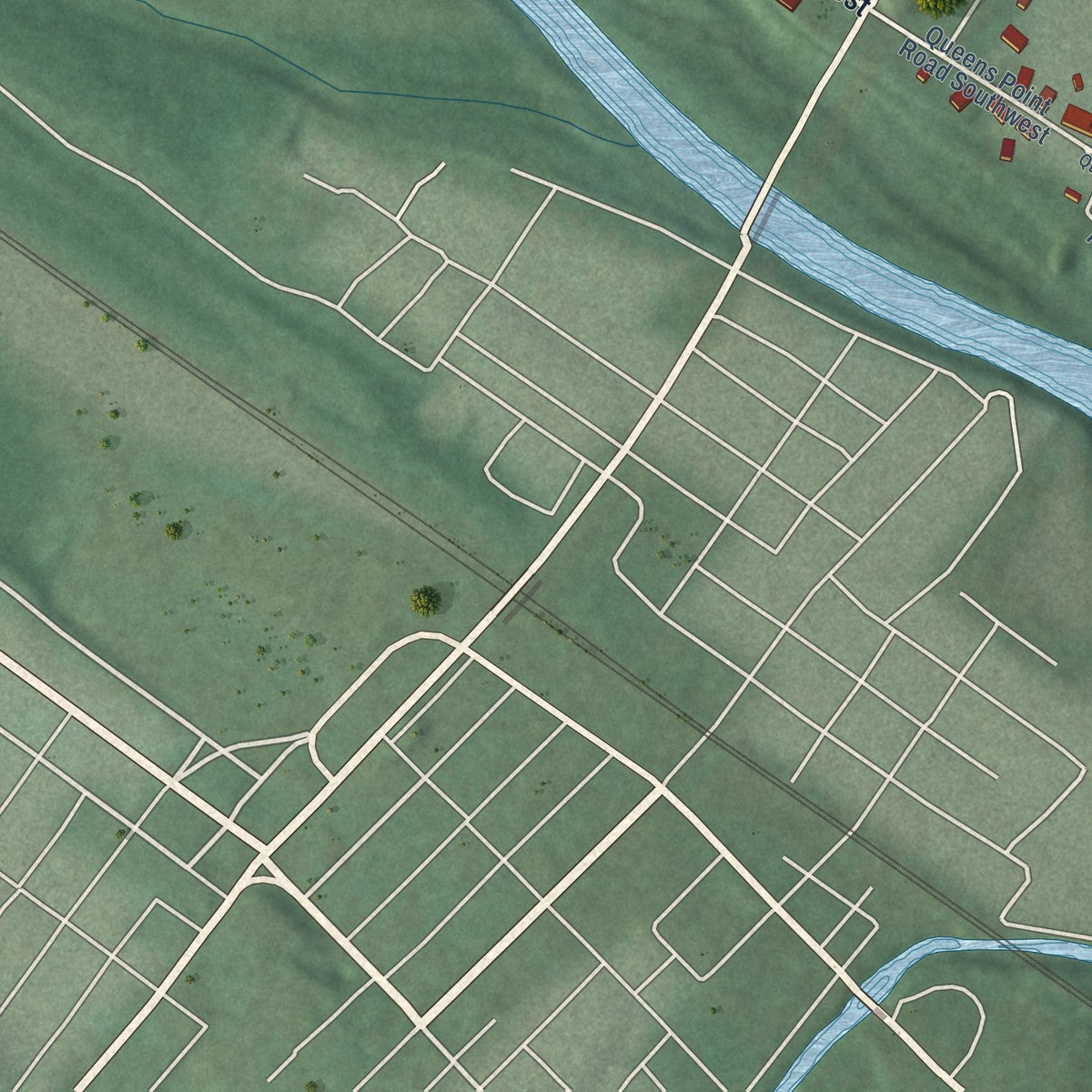 Close-up of the map of McCoole, Maryland print showing street and building detail