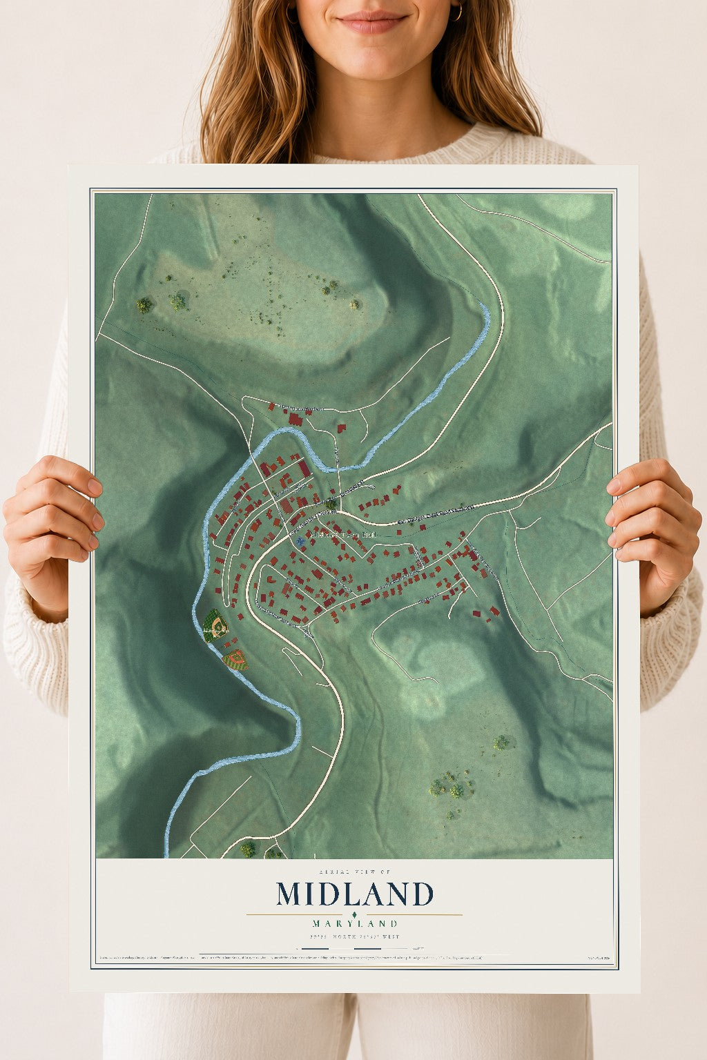 Map of Midland, Maryland, 18 x 24 inch unframed archival matte print