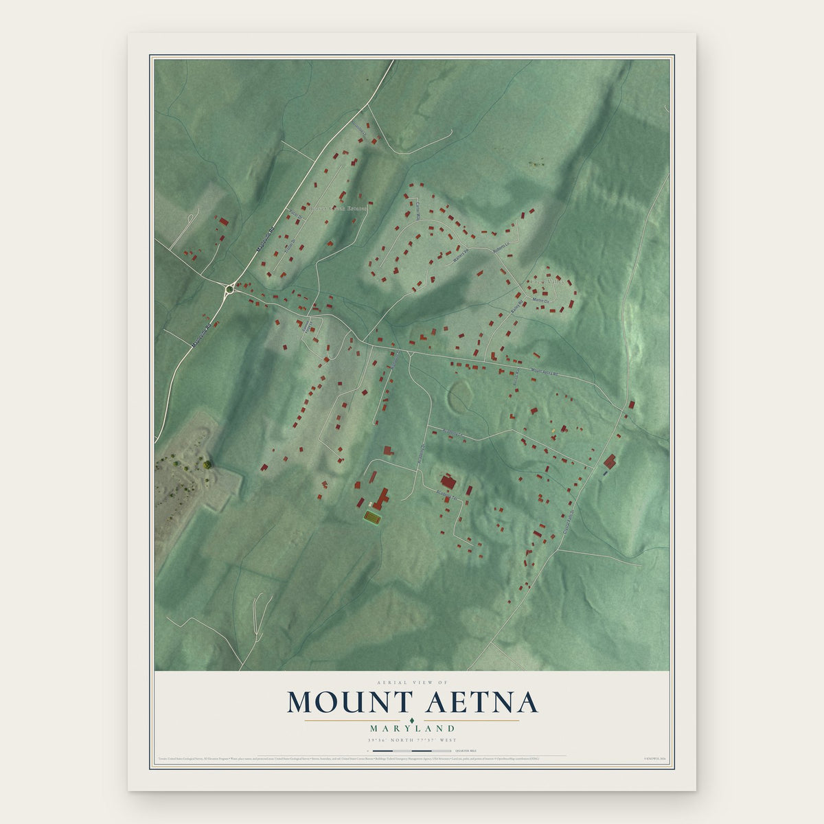 Mount Aetna, Maryland map print, the full design