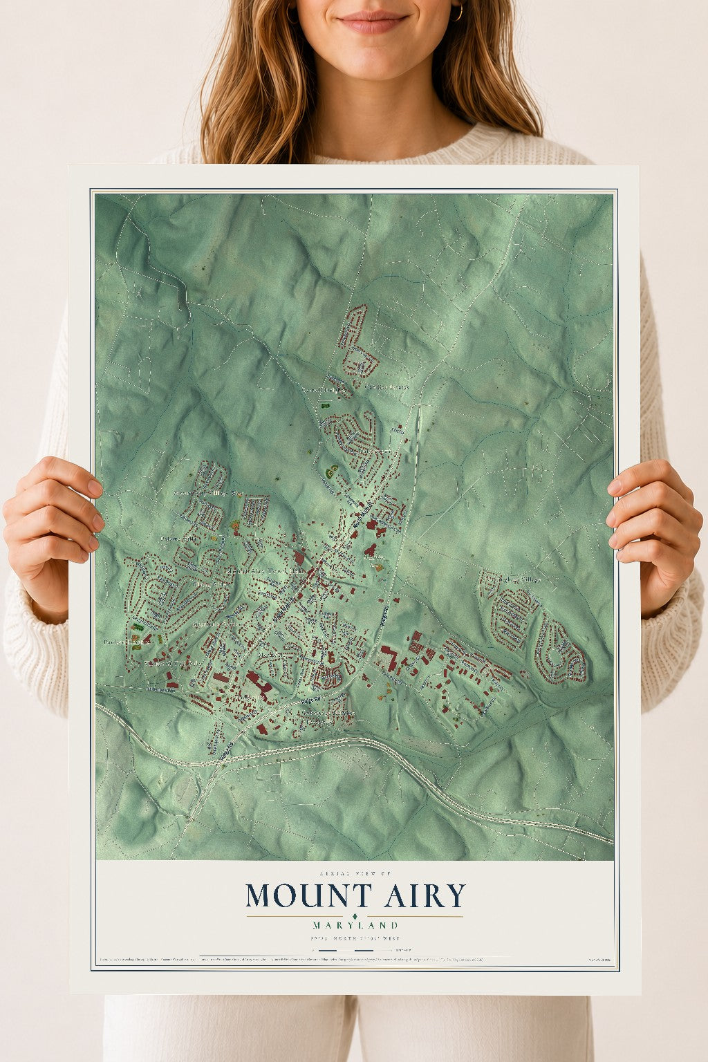 Map of Mount Airy, Maryland, 18 x 24 inch unframed archival matte print