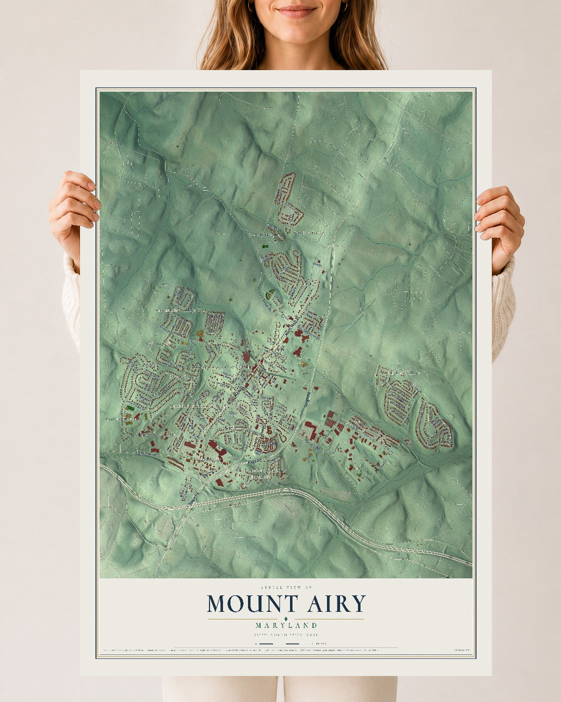 Map of Mount Airy, Maryland, 24 x 36 inch unframed archival matte print