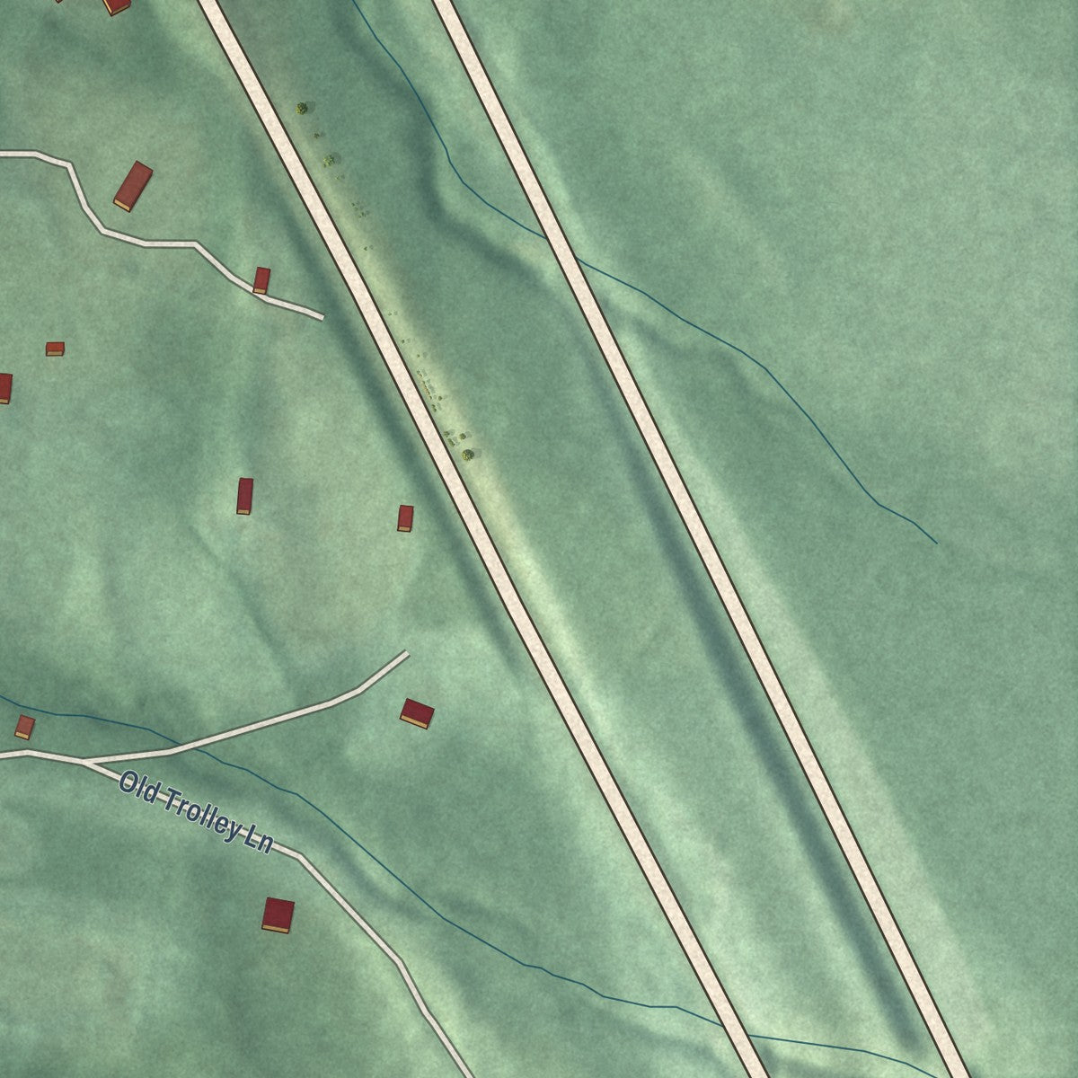 Close-up of the map of Mount Lena, Maryland print showing street and building detail