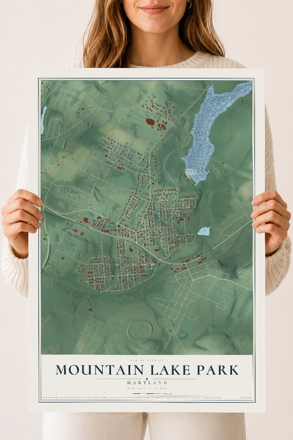 Map of Mountain Lake Park, Maryland, 18 x 24 inch unframed archival matte print
