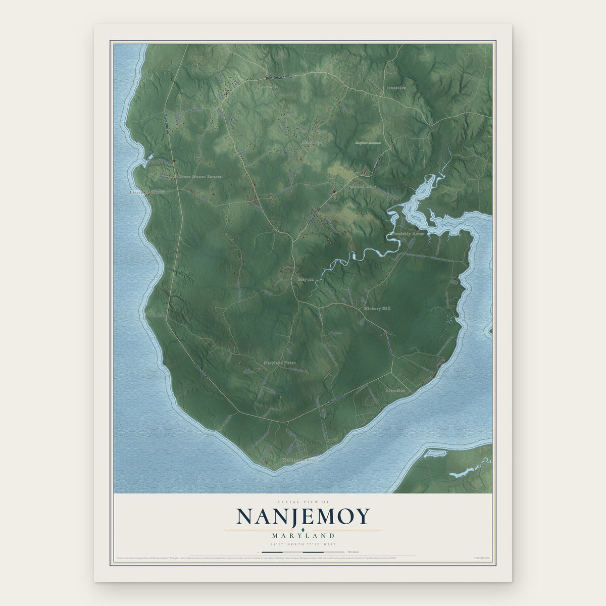Nanjemoy, Maryland map print, the full design
