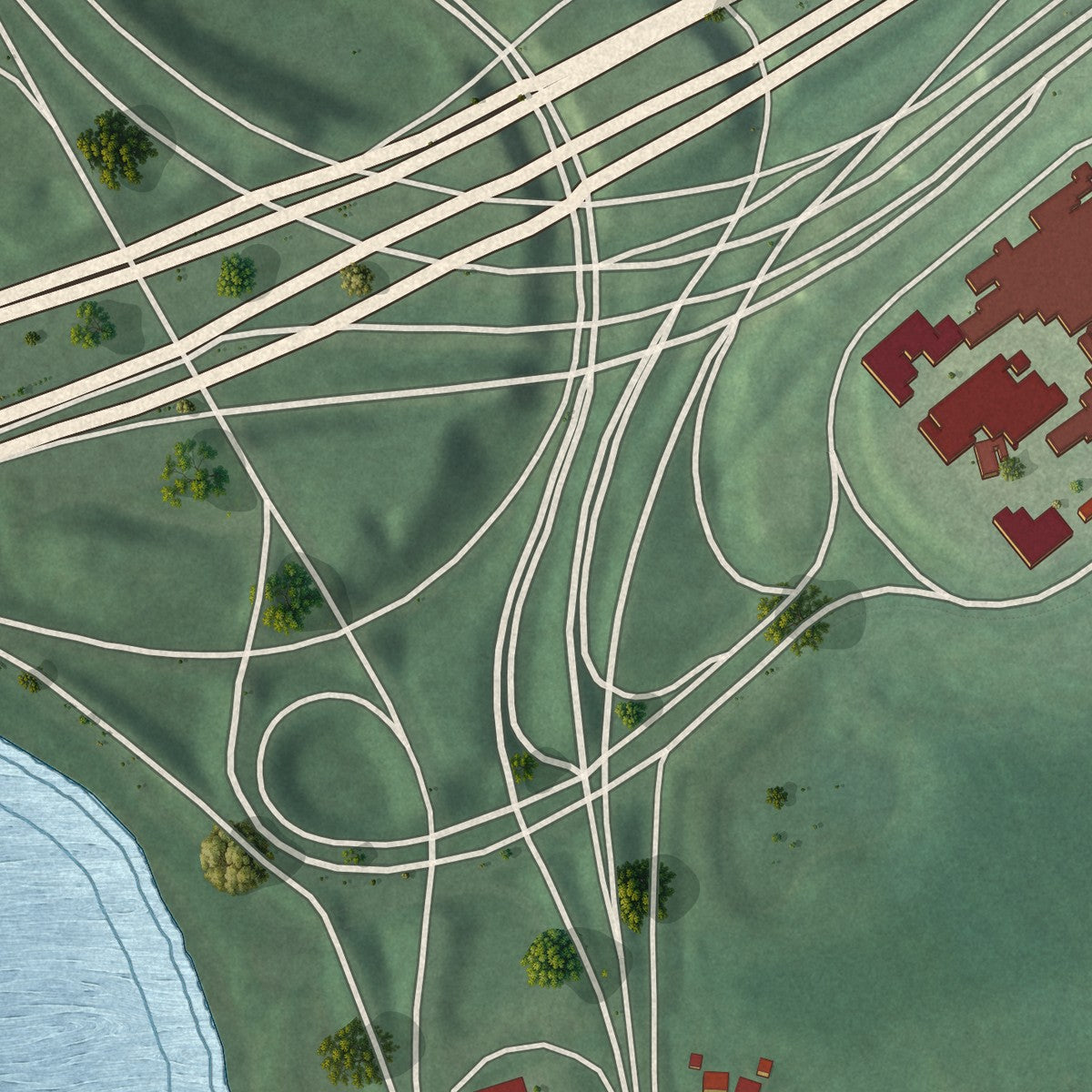 Close-up of the map of National Harbor, Maryland print showing street and building detail