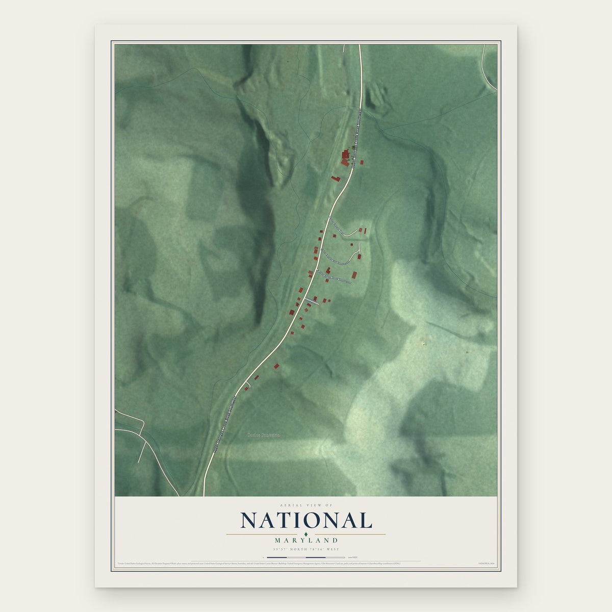National, Maryland map print, the full design