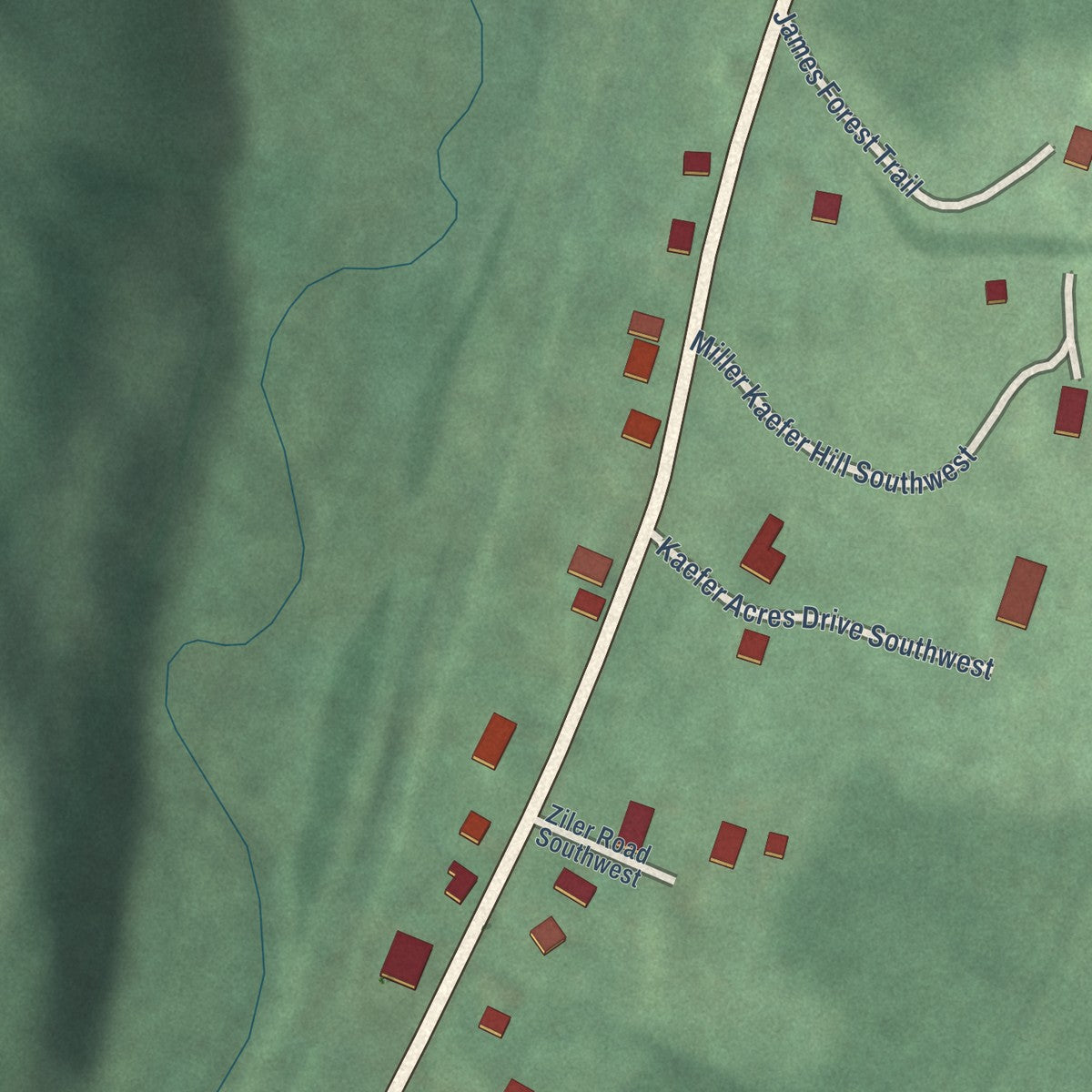 Close-up of the map of National, Maryland print showing street and building detail