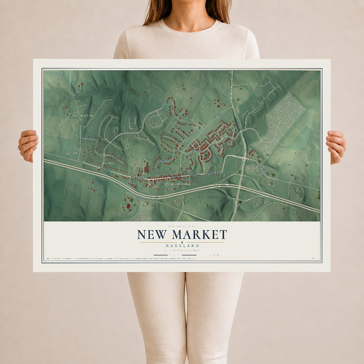Map of New Market, Maryland, 24 x 36 inch unframed archival matte print