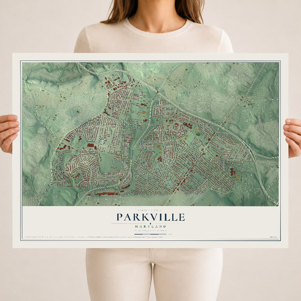 Map of Parkville, Maryland, 18 x 24 inch unframed archival matte print