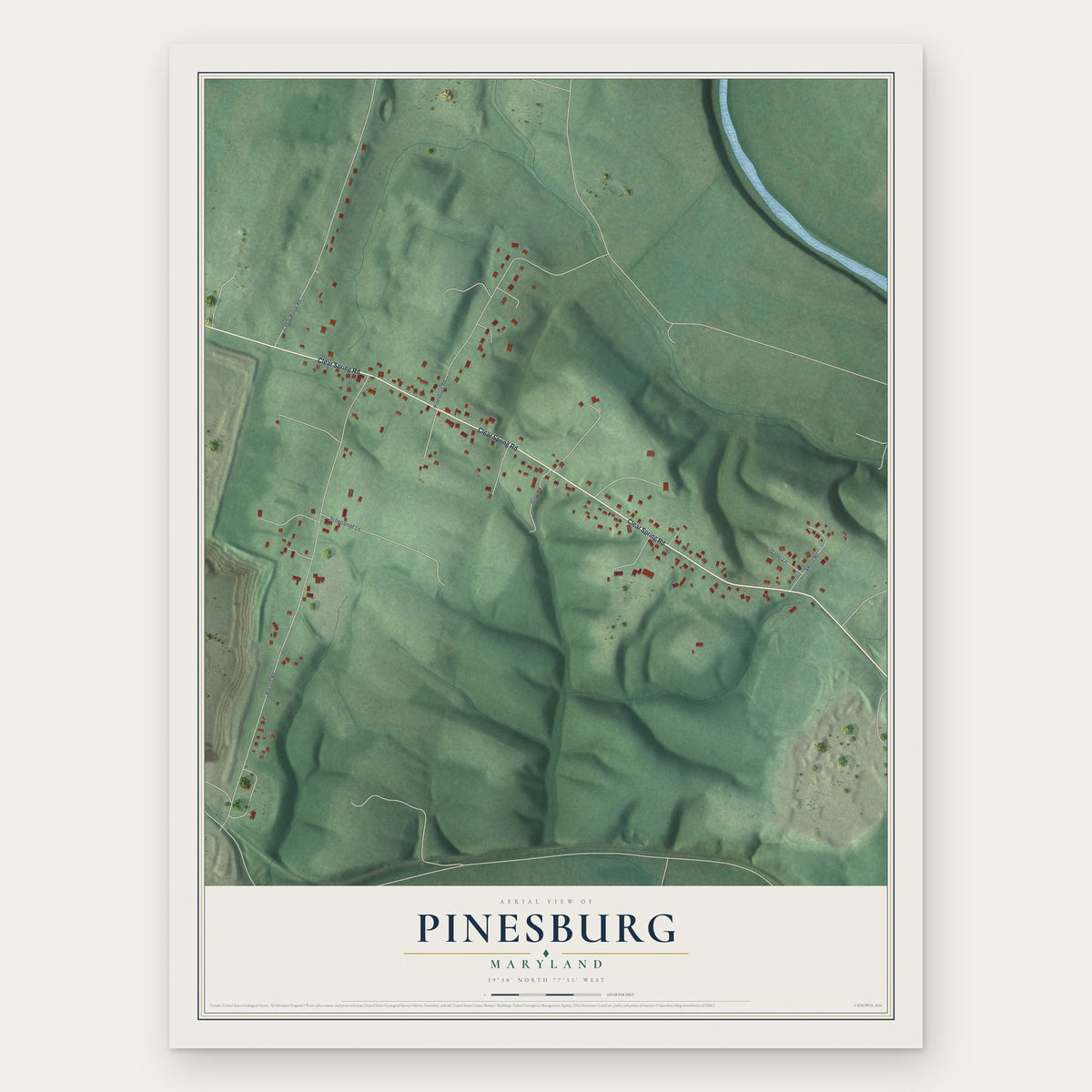 Pinesburg, Maryland map print, the full design