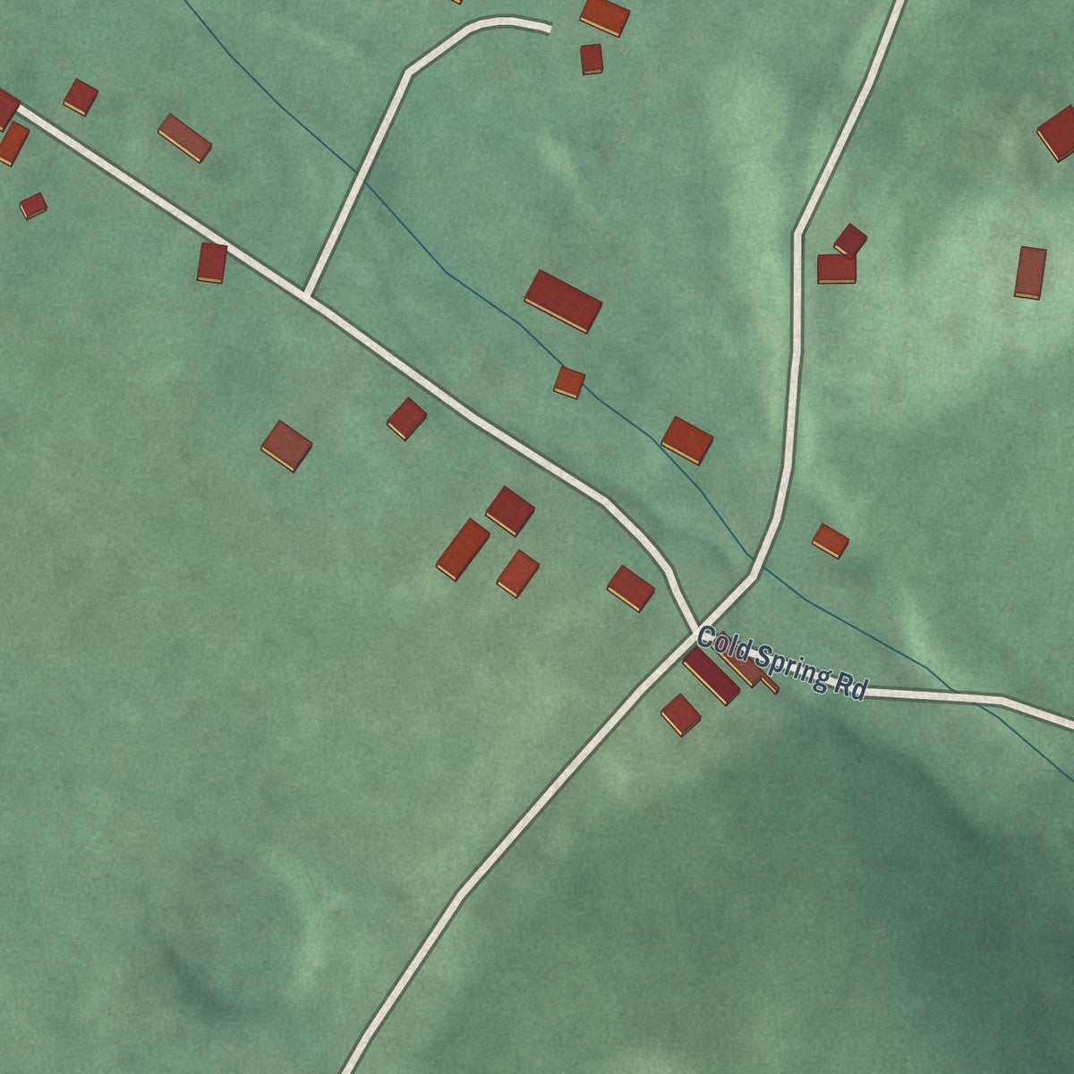 Close-up of the map of Pondsville, Maryland print showing street and building detail