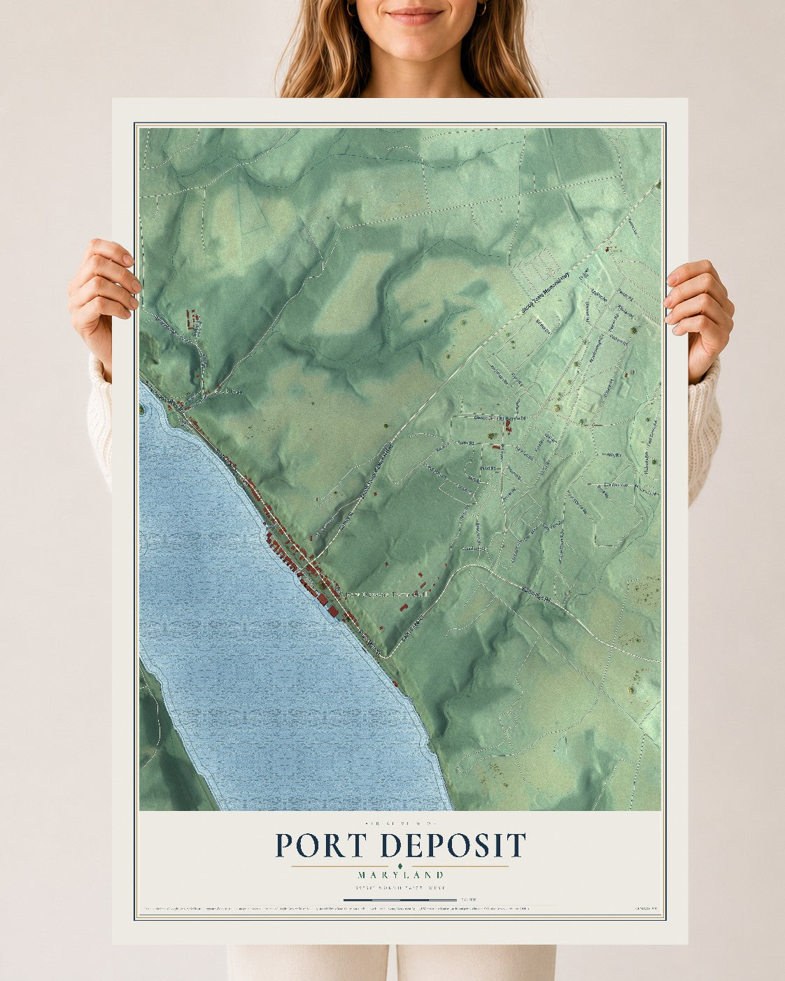 Map of Port Deposit, Maryland, 24 x 36 inch unframed archival matte print