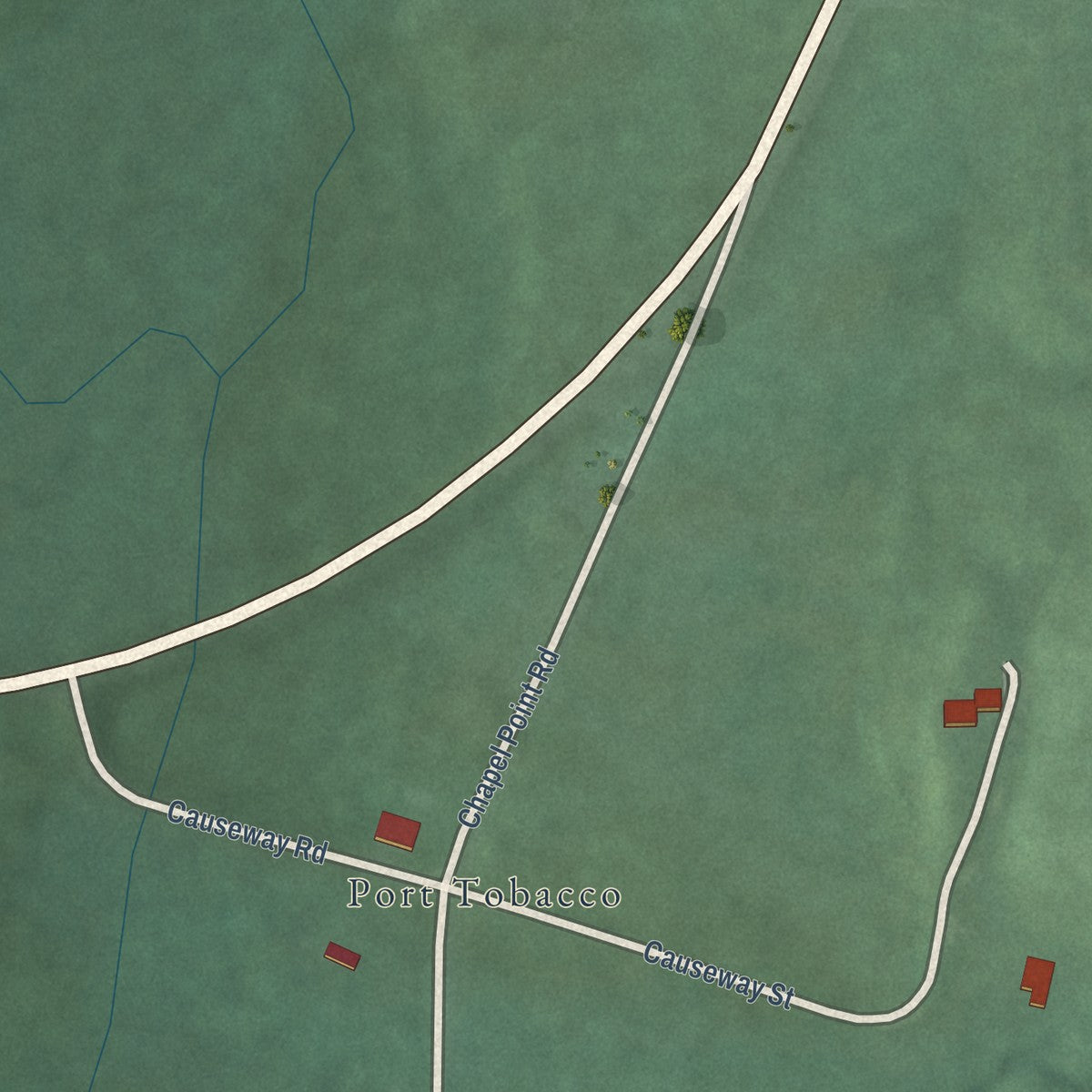 Close-up of the map of Port Tobacco Village, Maryland print showing street and building detail