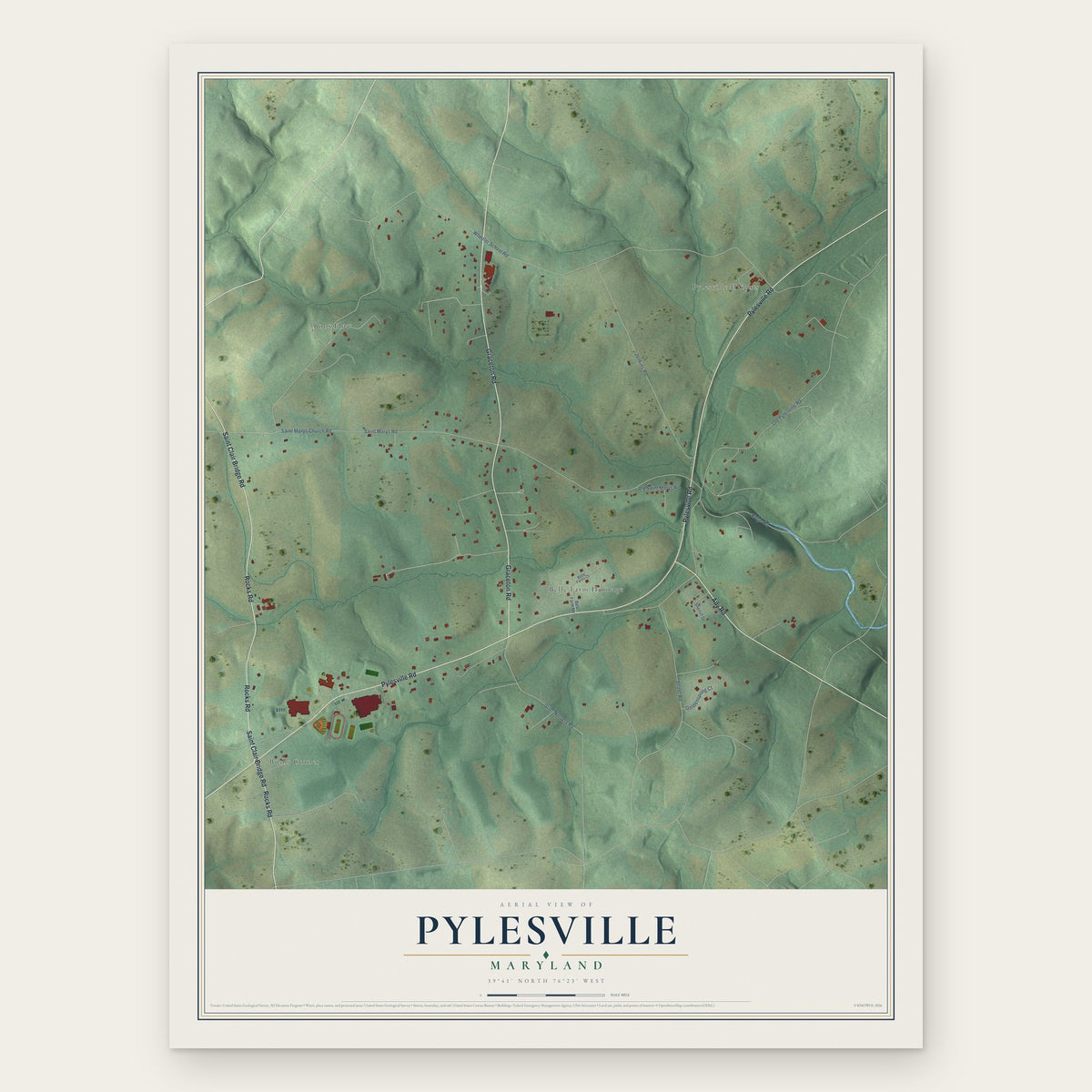 Pylesville, Maryland map print, the full design