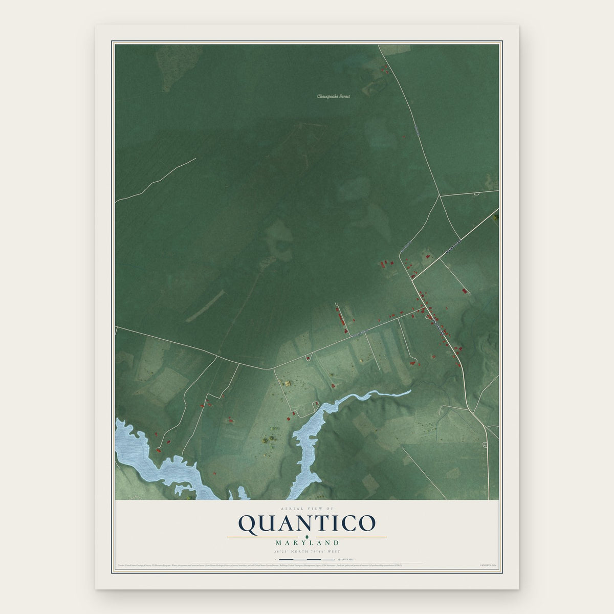 Quantico, Maryland map print, the full design