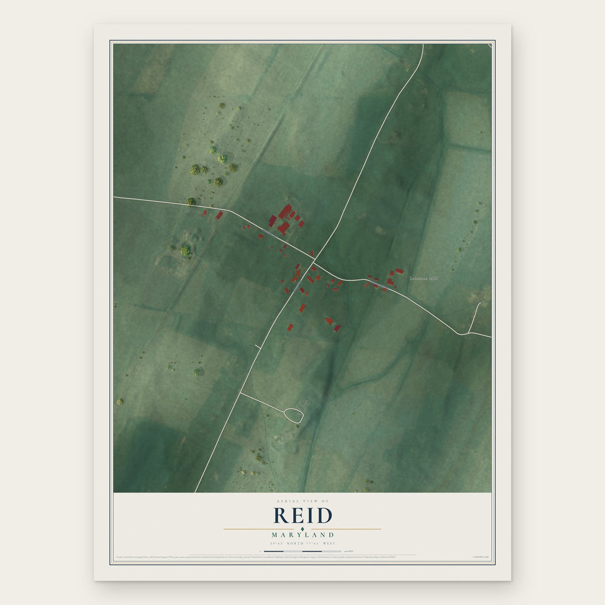 Reid, Maryland map print, the full design