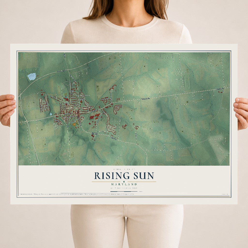 Map of Rising Sun, Maryland, 18 x 24 inch unframed archival matte print