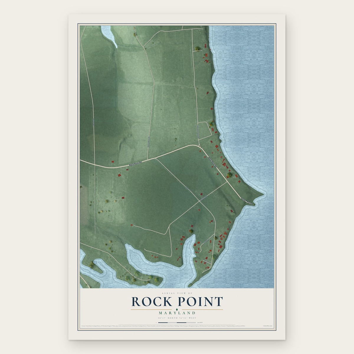 Rock Point, Maryland map print, the full design