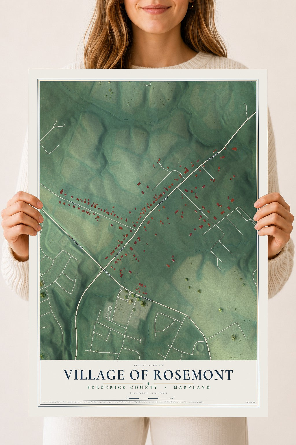 Map of Rosemont, Maryland, 18 x 24 inch unframed archival matte print
