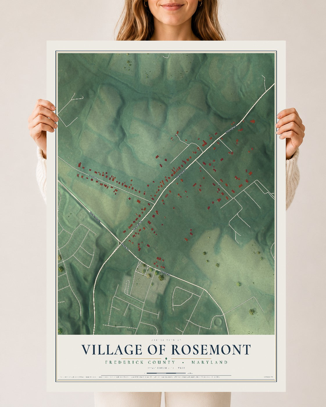 Map of Rosemont, Maryland, 24 x 36 inch unframed archival matte print