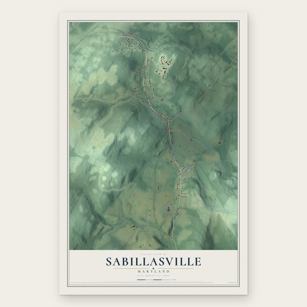 Sabillasville, Maryland map print, the full design