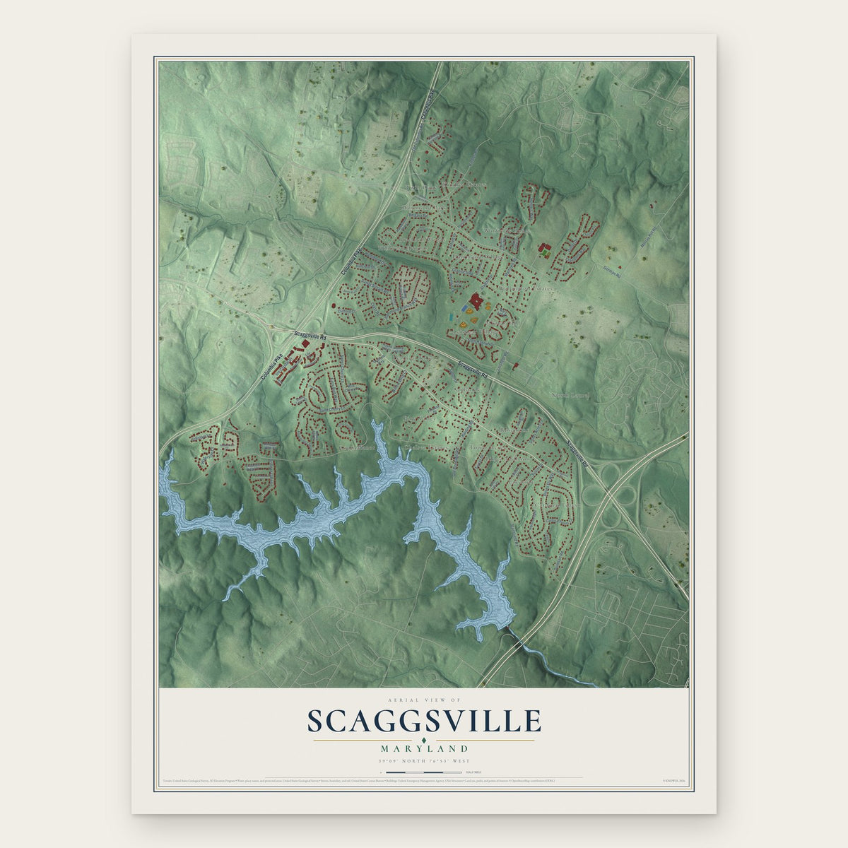 Scaggsville, Maryland map print, the full design