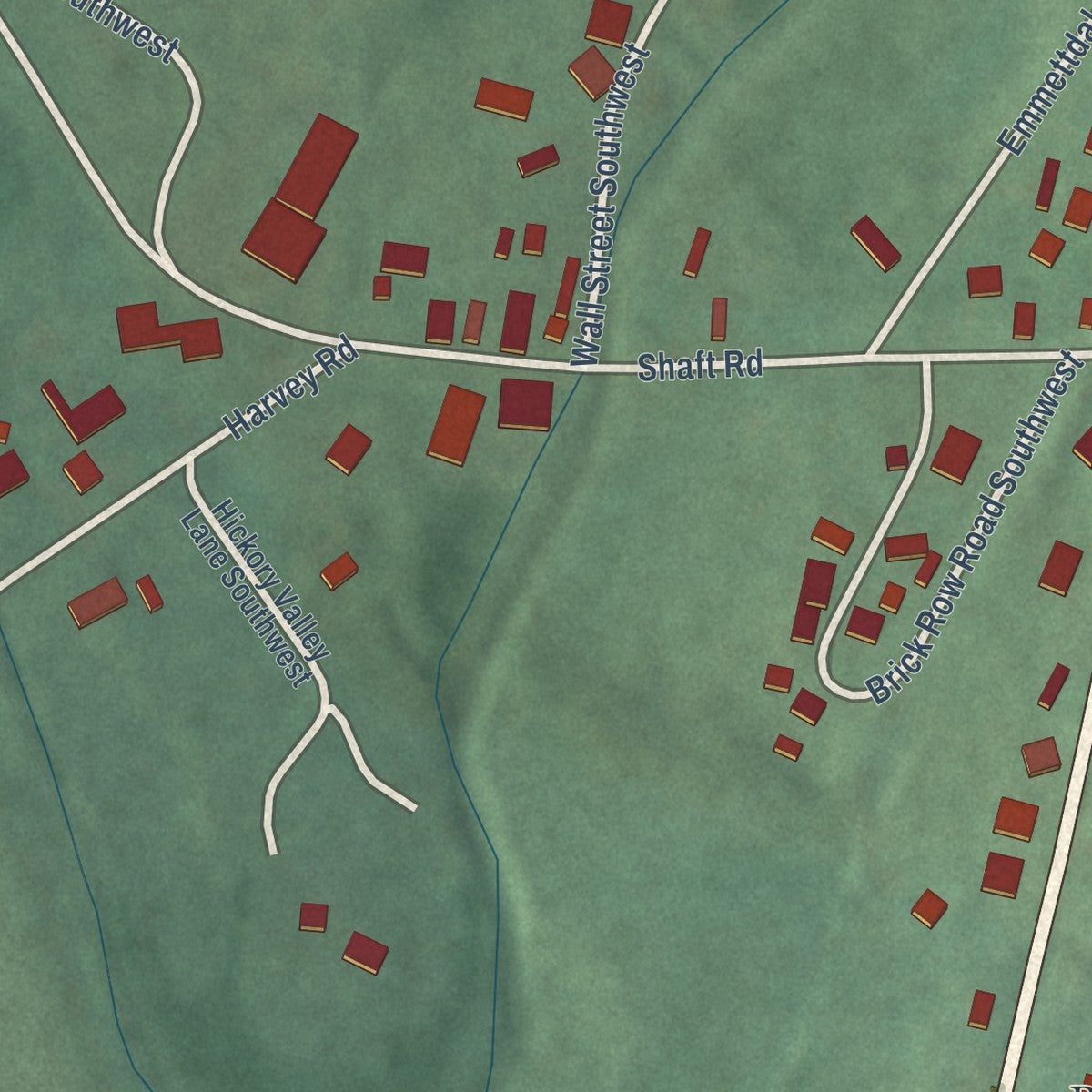 Close-up of the map of Shaft, Maryland print showing street and building detail