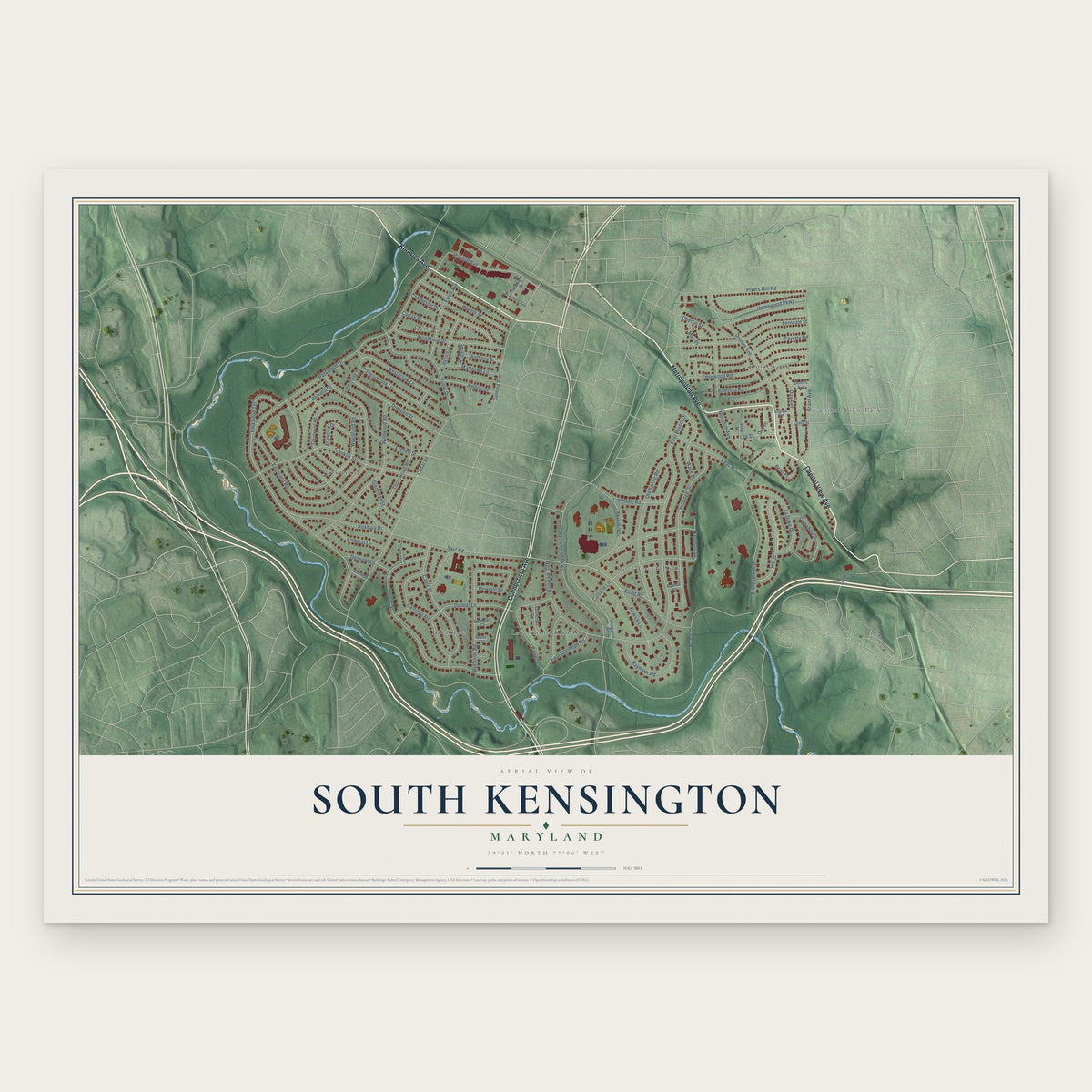 South Kensington, Maryland map print, the full design