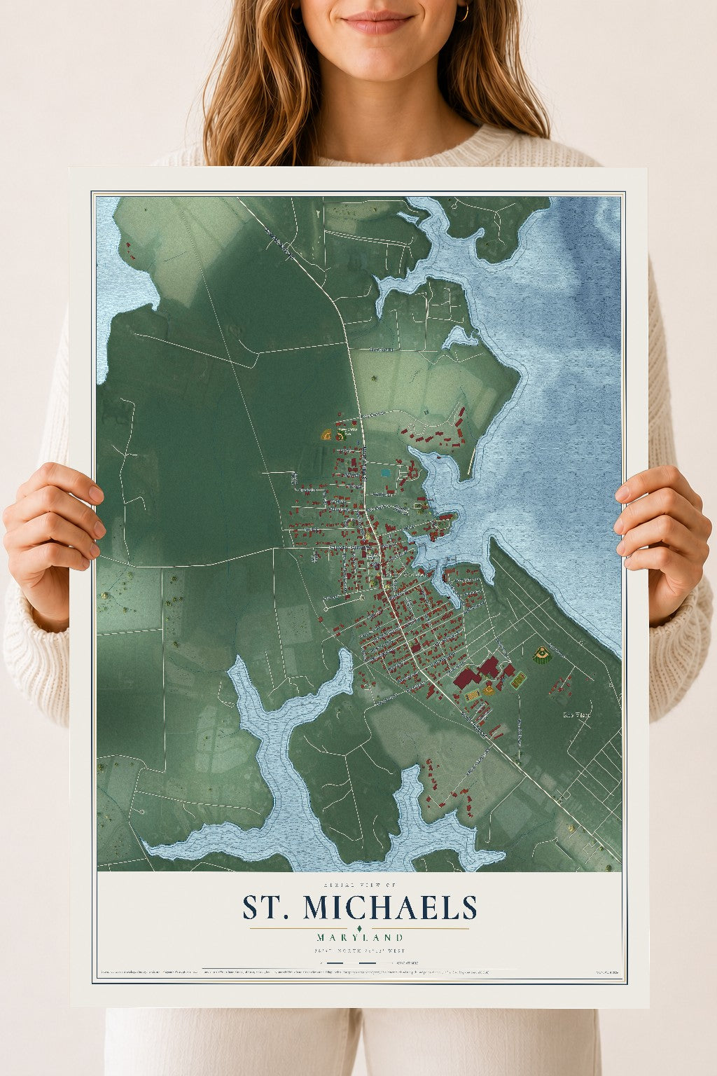 Map of St. Michaels, Maryland, 18 x 24 inch unframed archival matte print