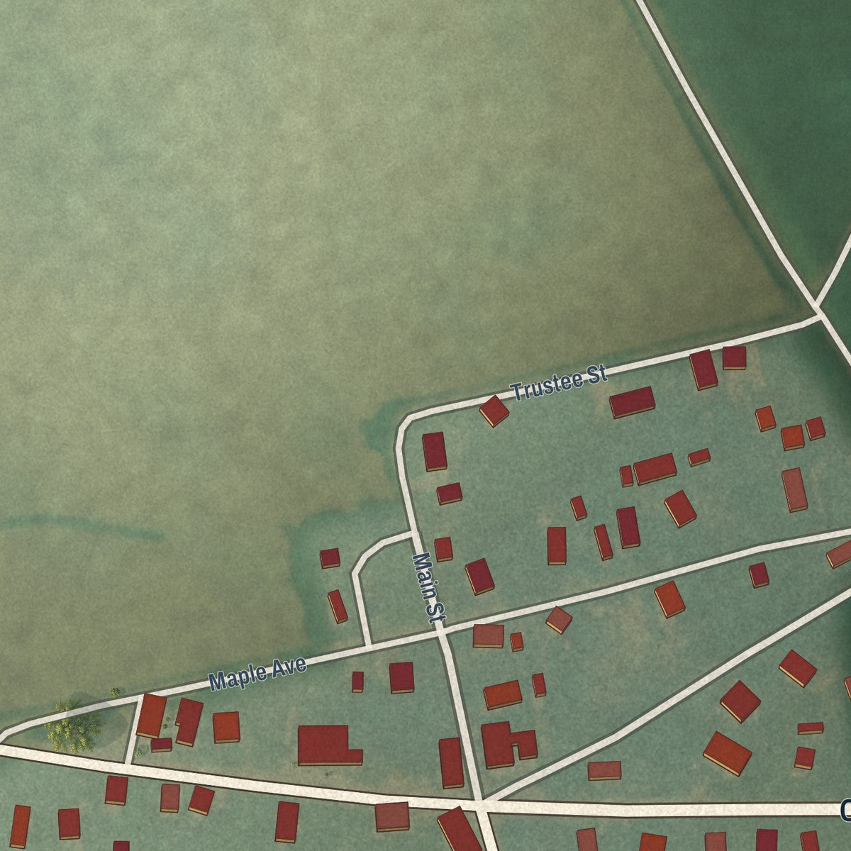 Close-up of the map of Still Pond, Maryland print showing street and building detail