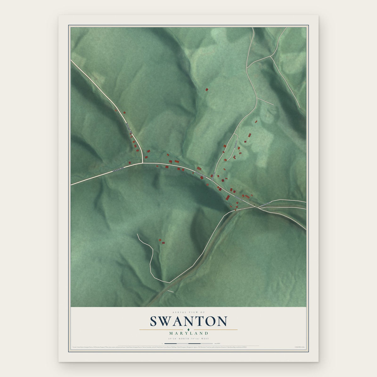 Swanton, Maryland map print, the full design