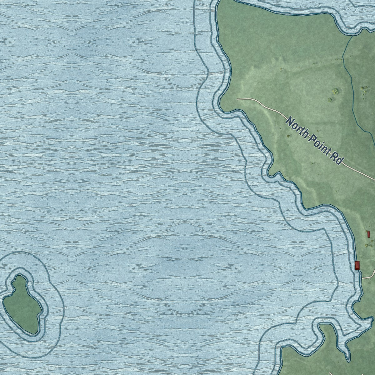 Close-up of the map of Taylors Island, Maryland print showing street and building detail