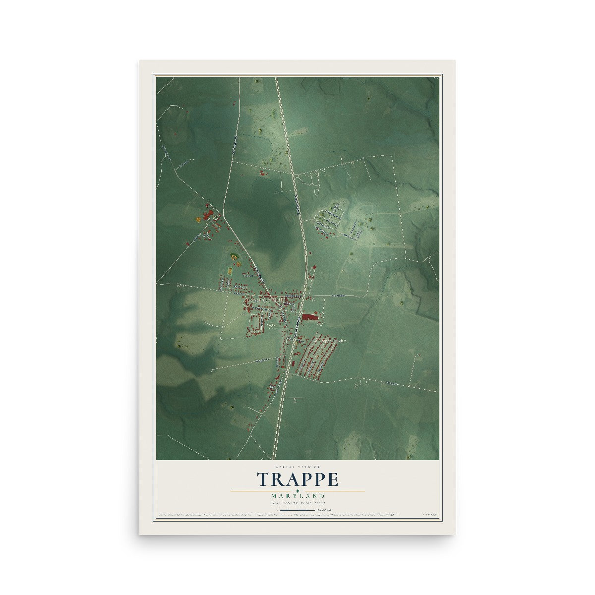 Map of Trappe, Maryland, 12 x 18 inch unframed archival matte print