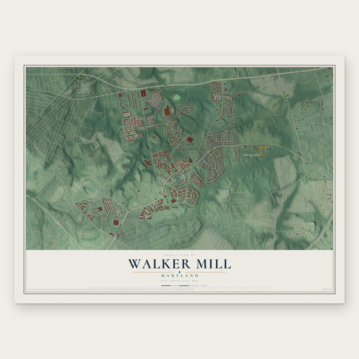 Walker Mill, Maryland map print, the full design