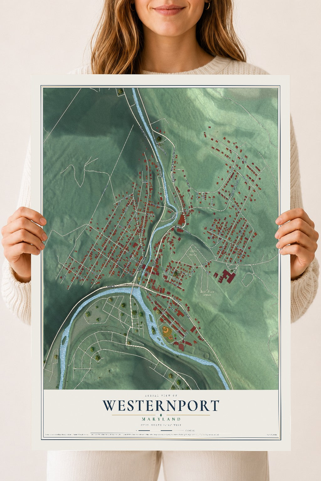 Map of Westernport, Maryland, 18 x 24 inch unframed archival matte print