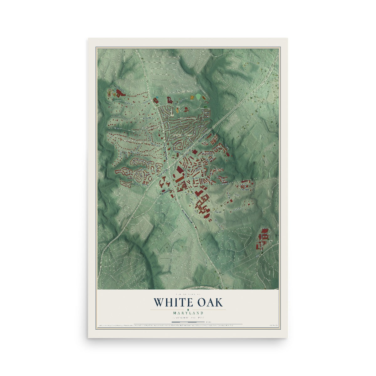 Map of White Oak, Maryland, 12 x 18 inch unframed archival matte print