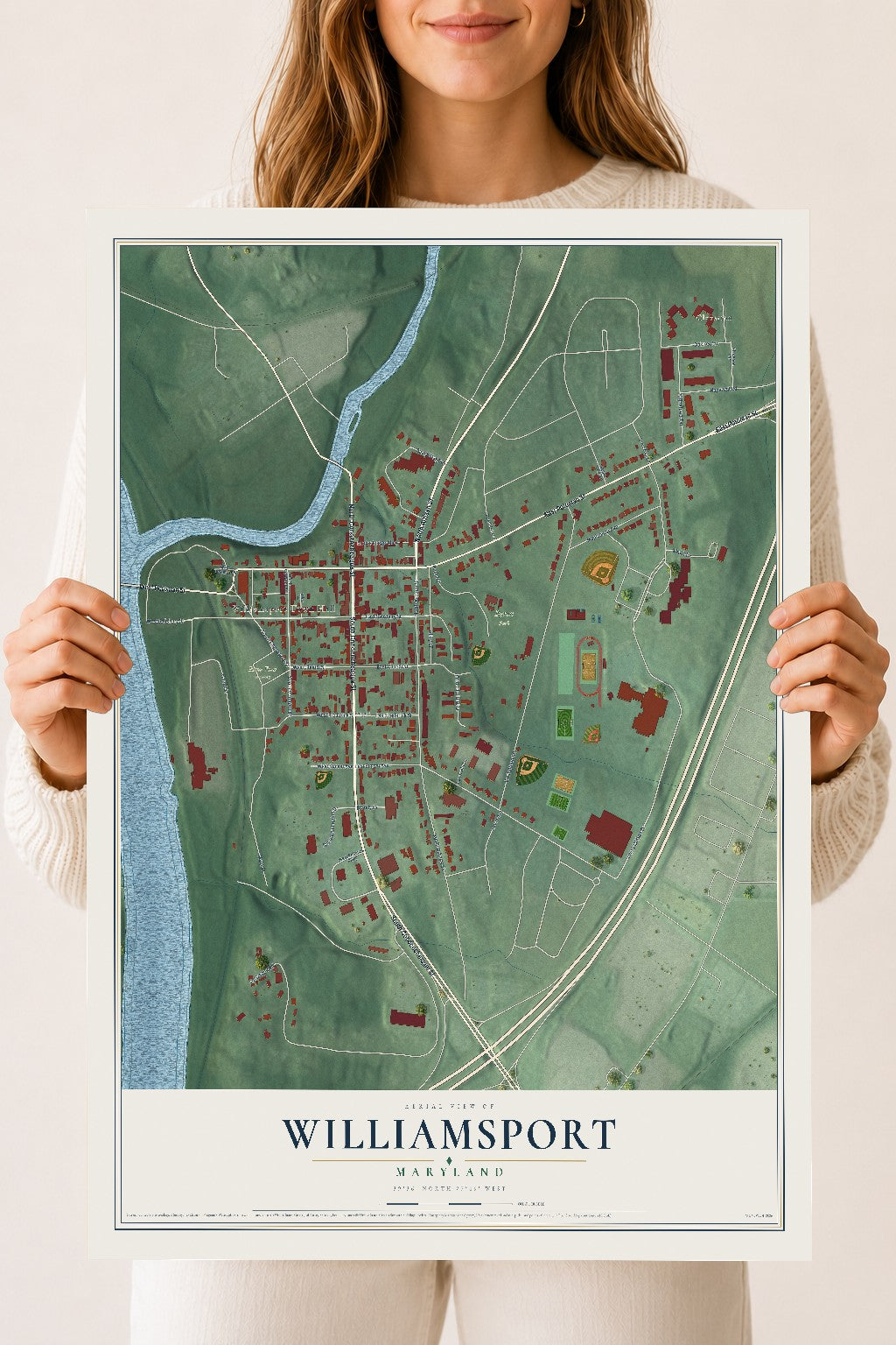 Map of Williamsport, Maryland, 18 x 24 inch unframed archival matte print